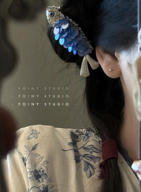 森系小鱼蓝色贝壳片发夹女侧边发卡夹子刘海夹可爱鸭嘴夹发饰头饰