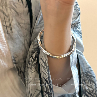 银手镯女足银999纯银镯子民族风复古可调节手环气质莫比乌斯银饰