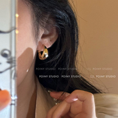 欧美复古金属耳圈女轻奢高级感小众设计简约百搭气质耳环耳饰秋冬