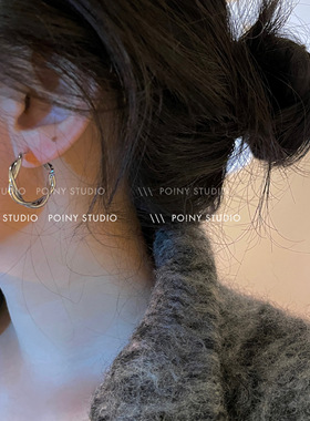 韩国麻花耳环简约气质时尚百搭耳钉圈圈耳圈2024年新款潮网红耳饰