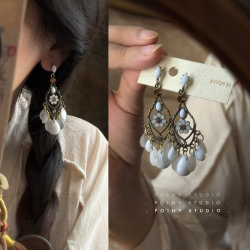 复古民族风长款水滴流苏耳环女