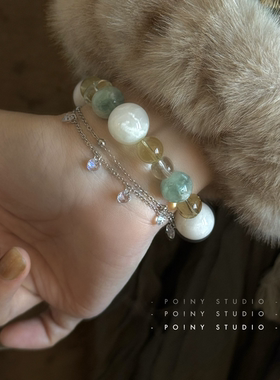 天然绿色水晶手链女清冷感叠戴手串高级感氛围感手饰送闺蜜礼物