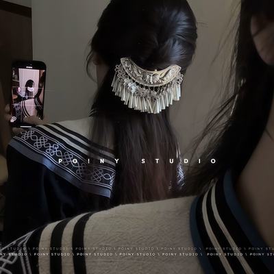 重工国风仿苗银流苏发簪女