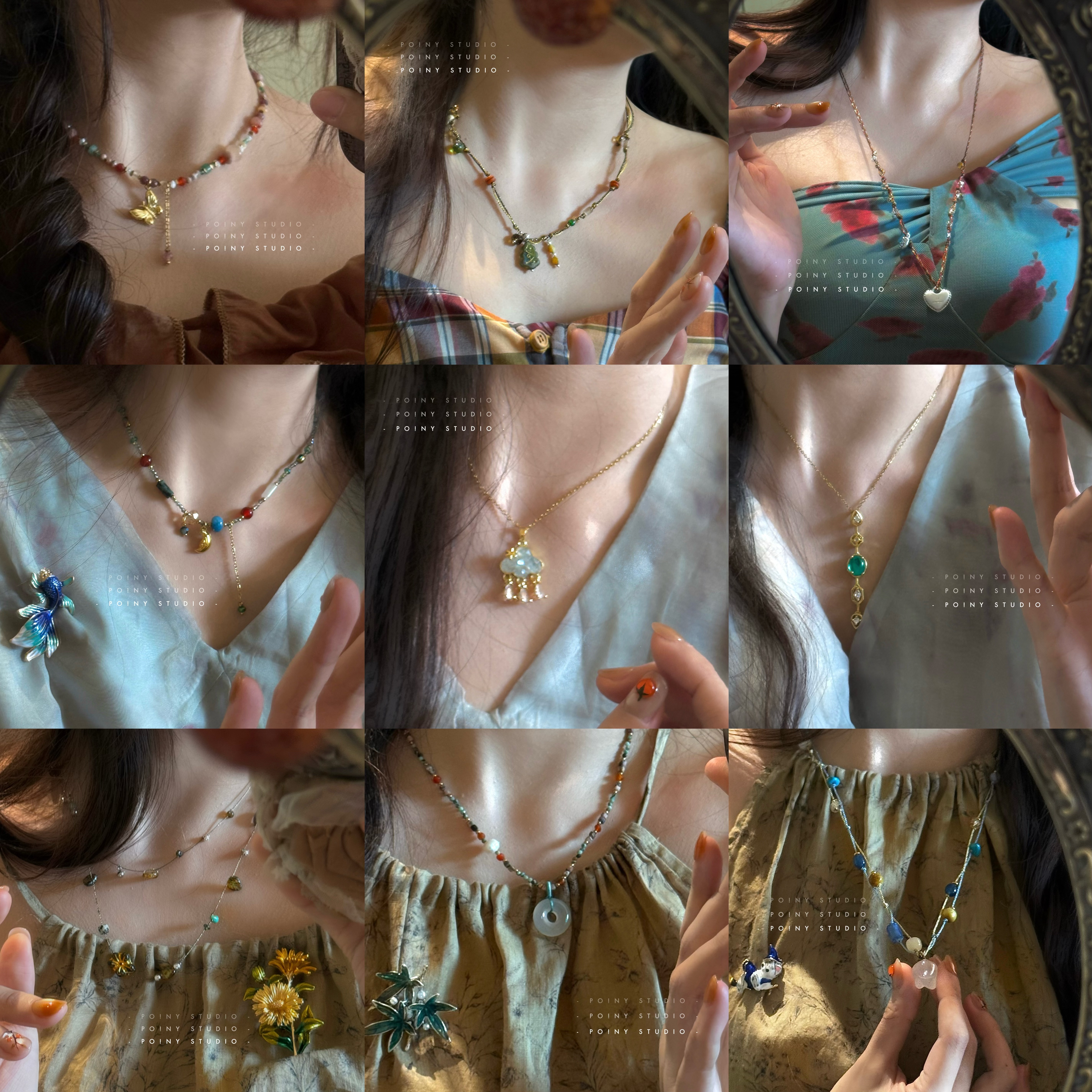 【3件5.8折】小众设计感天然石项链女锁骨链串珠毛衣链配饰新品