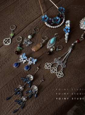 复古红色流苏耳环女小众设计感高级感长款耳坠耳饰耳夹民族风新款