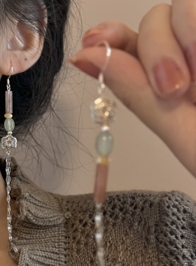 原创设计女花朵长款流苏耳环