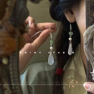 新中式国风耳环女复古风高级感小众设计耳坠水滴耳饰耳夹无耳洞