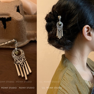 复古风苗银发簪女小众设计气质高级感盘头发钗步摇簪子民族风头饰