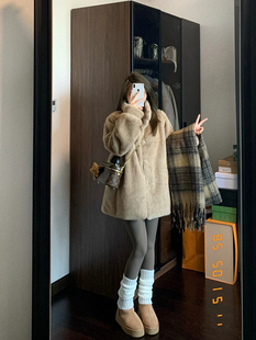 solo爆爆仿皮草外套女2025秋冬新款宽松加厚毛毛短款上衣