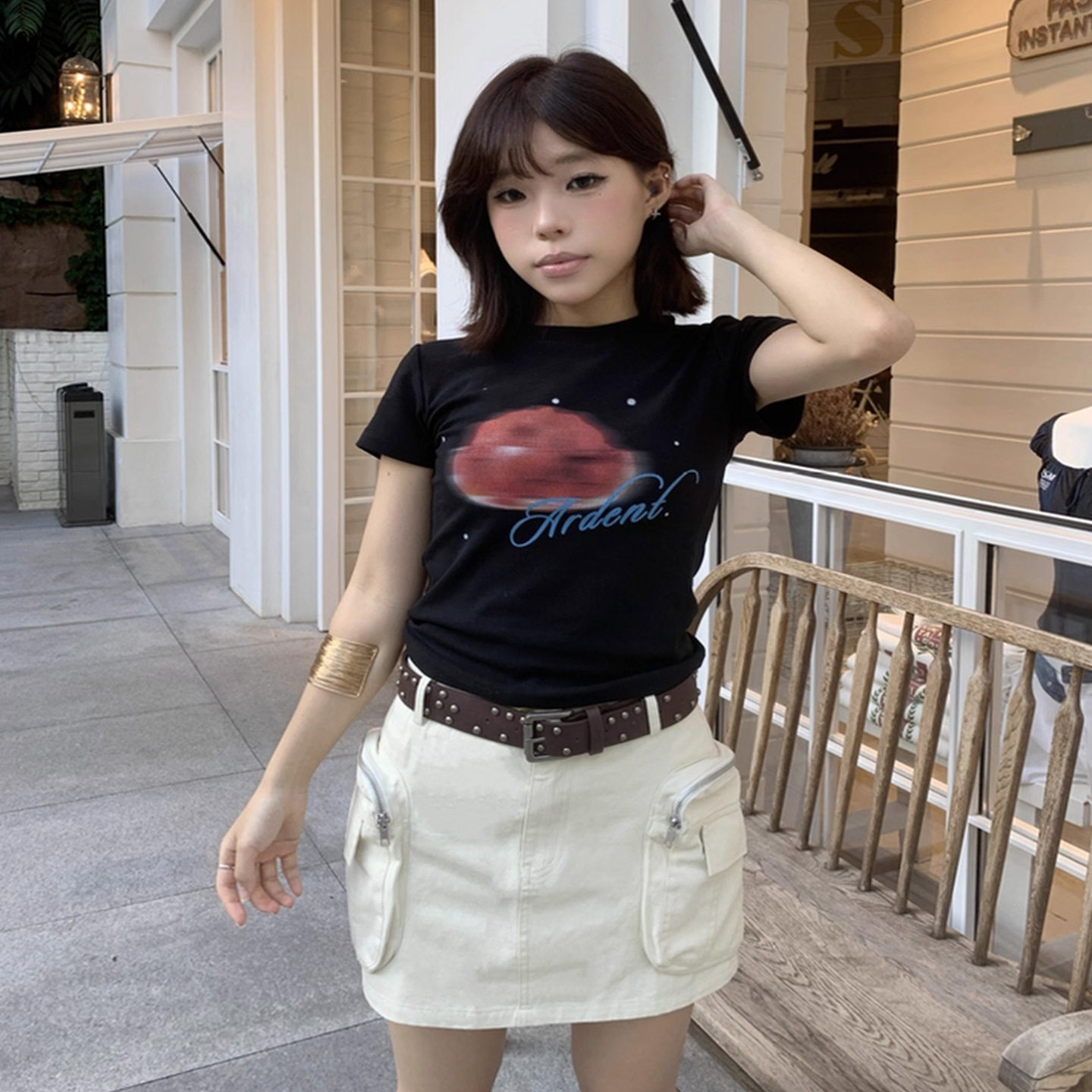 甜酷辣妹炸街风韩系绝美穿搭美式复古工装短裙子女低腰a字半身裙