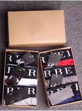 BUR男士纯棉平角四角内裤平角裤拍3条送礼盒