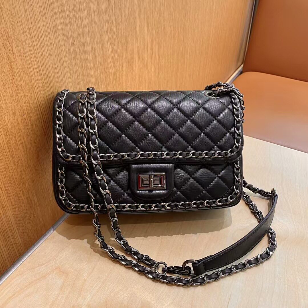 品牌轻奢单肩斜挎包女士袋手提百搭小方包菱格链条腋下包时尚女包