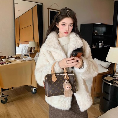 楚楚同款2025新款毛皮毛一体仿水貂冬季水貂绒环保皮草毛毛外套