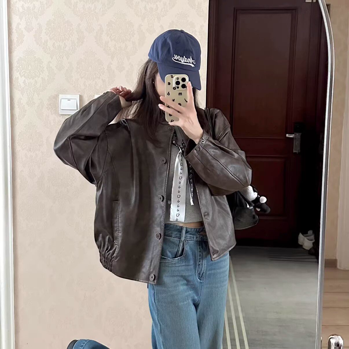 美式复古棕色皮衣外套女2026新款春秋韩版爆款小个子PU皮夹克上衣