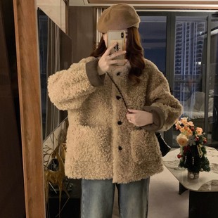 2025新款羊羔毛皮毛一体外套女韩版秋冬宽松小个子慵懒风毛毛上衣