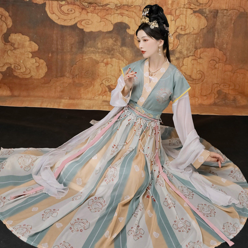 凤棠仙原创敦煌风新款唐制褙子齐胸襦裙直领对襟广袖衫汉服女夏款