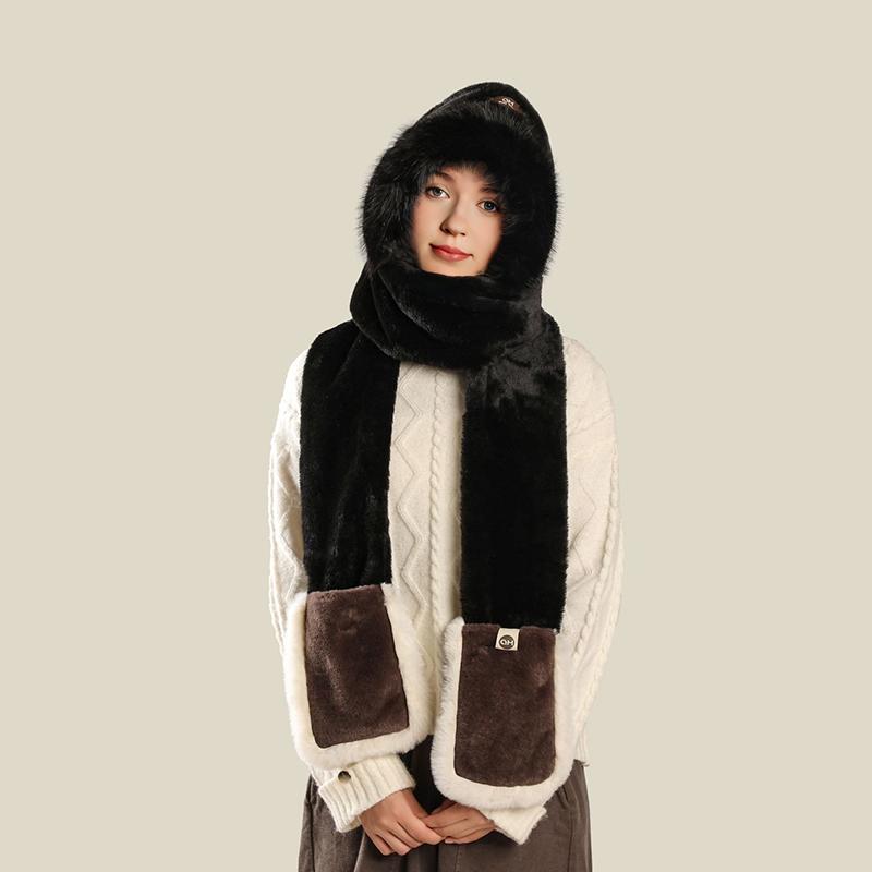 围巾手套帽子女冬护耳毛绒帽学生