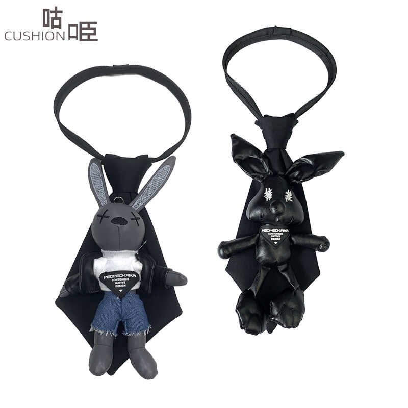 原创自制原宿风兔子玩偶领带可爱公仔秋冬潮酷儿童服装衬衫配饰新