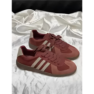 德训鞋女平底阿甘鞋真皮牛反绒磨砂春季单鞋秋冬加绒港风复古板鞋