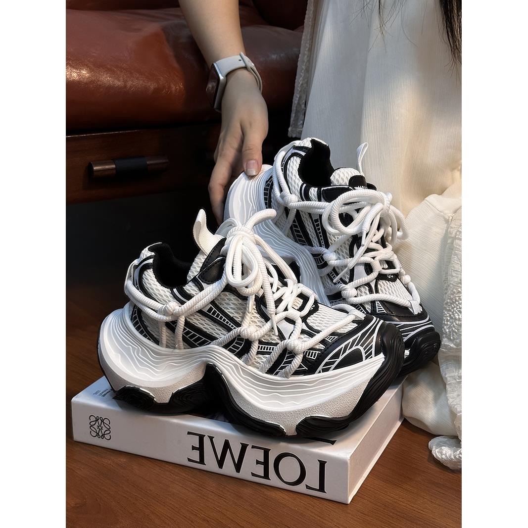 欧货真皮绑带松糕厚底老爹