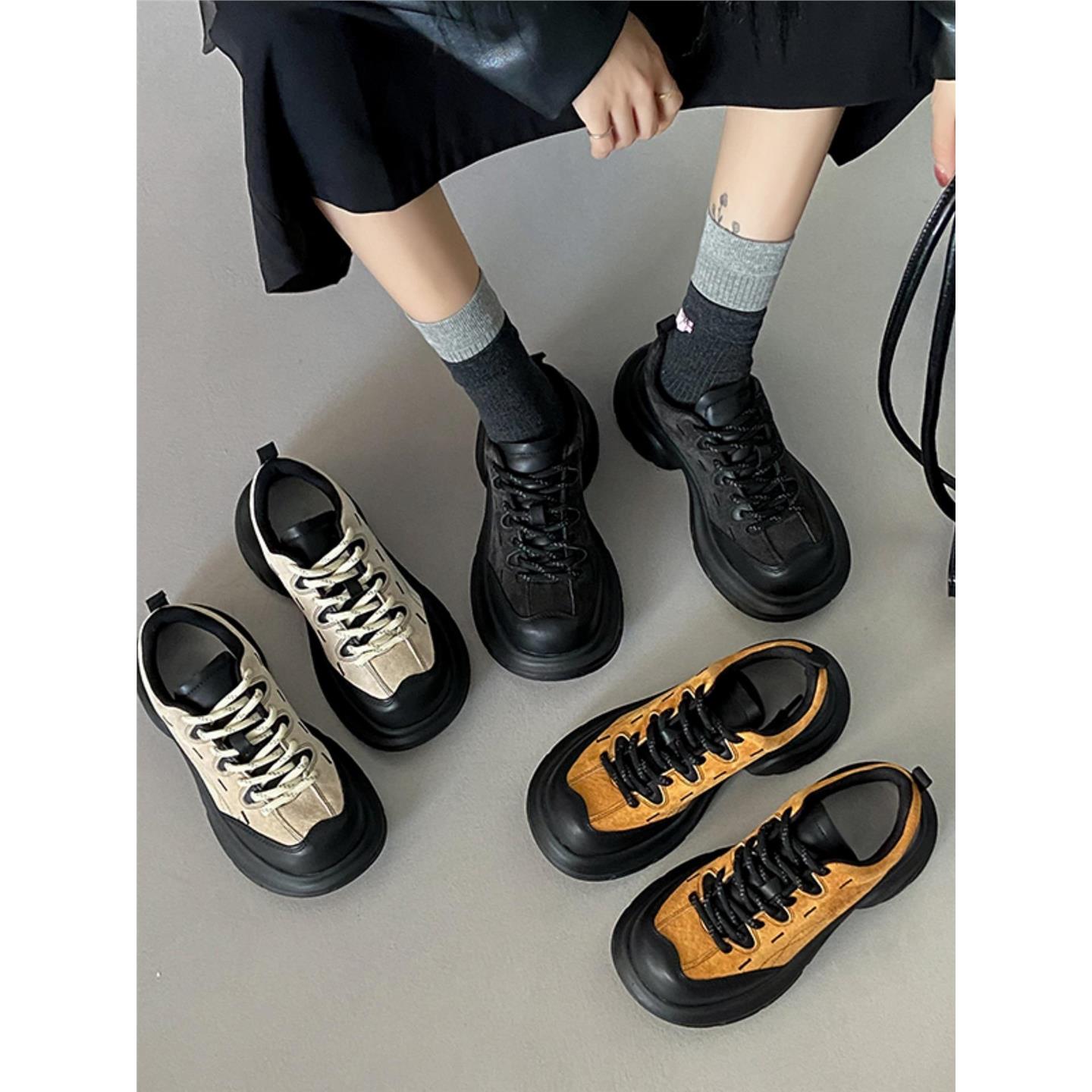 丑萌复古休闲鞋女大头登山鞋