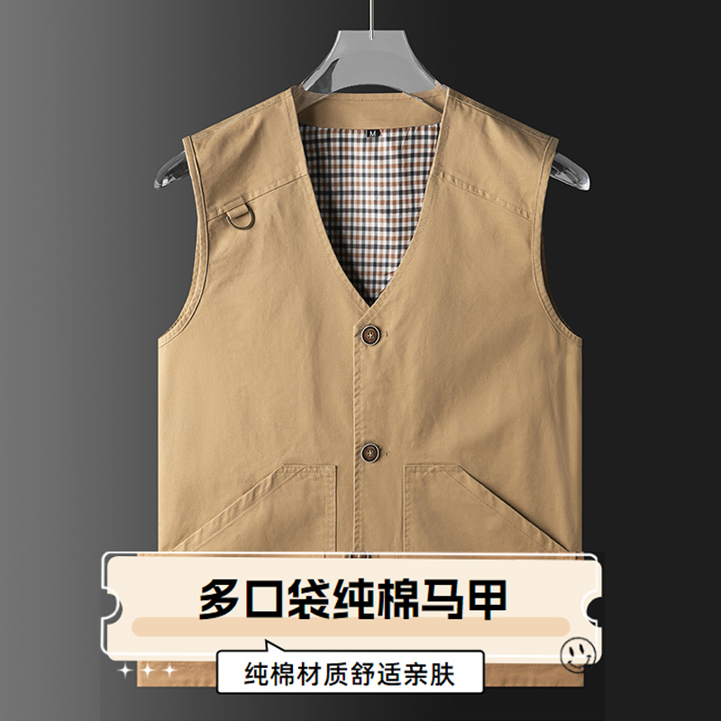 加大码装多口袋背心四季家居胖子