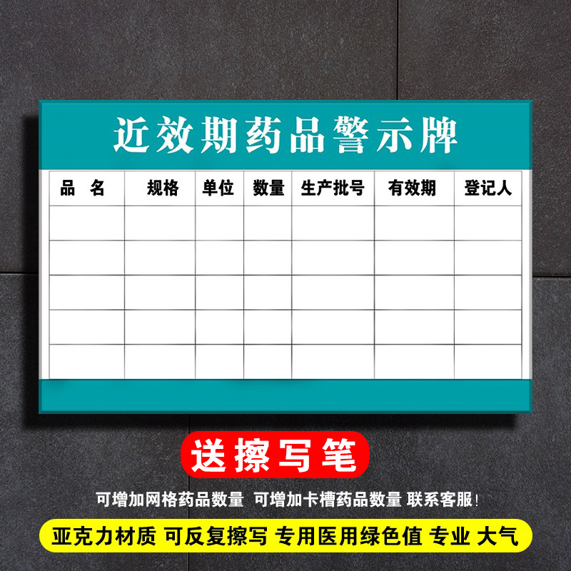 近效期药品可擦写标识牌一览表