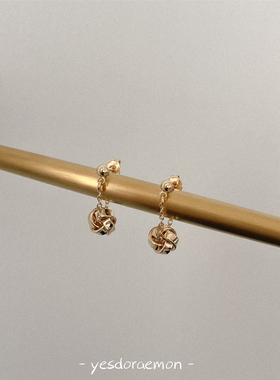 一点特别 法式日常时髦精致简约百搭结绳耳环女 s925银针耳钉耳夹