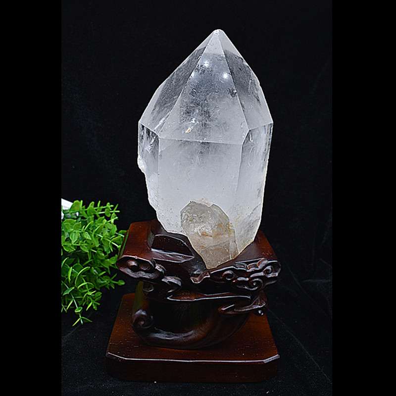 纯天然白水晶柱原石摆件原矿未打磨带资料库底座大师标本发电机镇