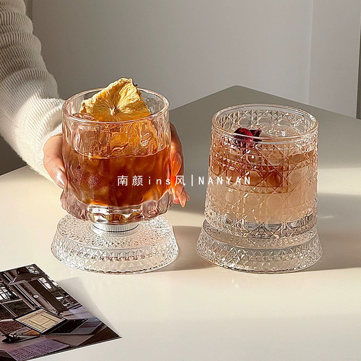 洋酒杯套装家用威士忌酒杯高端XO专用杯网红创意可旋转水晶玻璃杯
