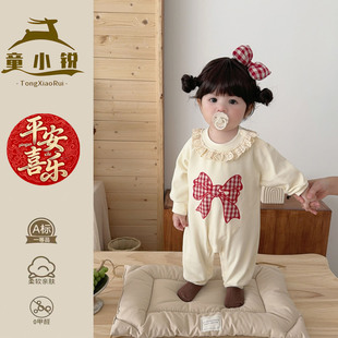 小月龄多巴胺穿搭可爱风婴儿春装女宝宝周岁连体衣春季婴儿衣服