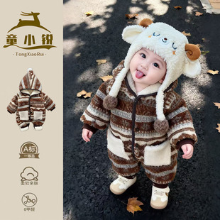 连体衣婴儿冬外穿加厚宝宝保暖外出服超萌巨好看冬装儿童连身哈衣