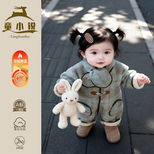 婴儿连体衣加厚冬季可爱外出哈衣韩版女童冬装外穿服宝宝秋冬衣服