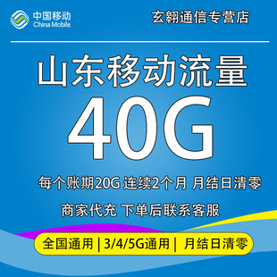 山东移动流量充值40G中国移动流量加油包全国通用流量包20G 2个月