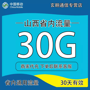 山西移动流量充值30G30天移动流量加油包省内通用流量30天有效