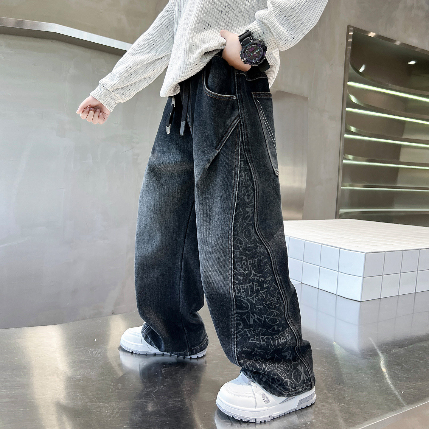 儿童牛仔裤春秋装男童长裤2026新款大童帅气炸街新款宽松百搭裤子,童装/婴儿装/亲子装,儿童牛仔裤,淘宝优惠券,粉丝福利购,淘宝优惠卷