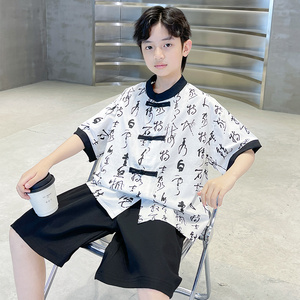 新中式男童改良汉服套装儿童中国风唐装夏季薄款小少爷时髦国学服