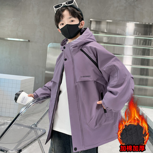 男童夹棉外套秋冬装儿童棉袄2025新款中大童帅气二棉男孩深秋棉衣