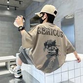 男童短袖 t恤夏装 2026新款 童装 儿童上衣卡通中大童夏季 百搭火影潮t