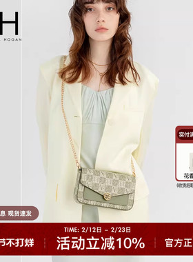 VH女包山茶花信封方包新款春夏潮流绿色老花链条包百搭斜挎单肩包