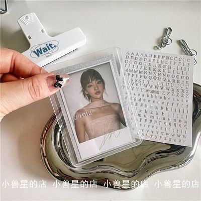 INS风高颜值银色镭射英文字母贴纸咕卡滴胶挂件美甲装饰配件 材料