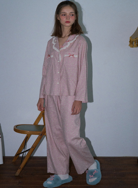 Ullala韩国进口睡衣家居服品牌蕾丝花边睡衣碎花新款纯棉25295