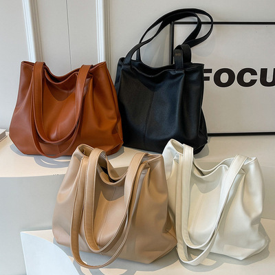 复古大容量托特包包女2025新款时尚外出手提通勤包学生上课单肩包