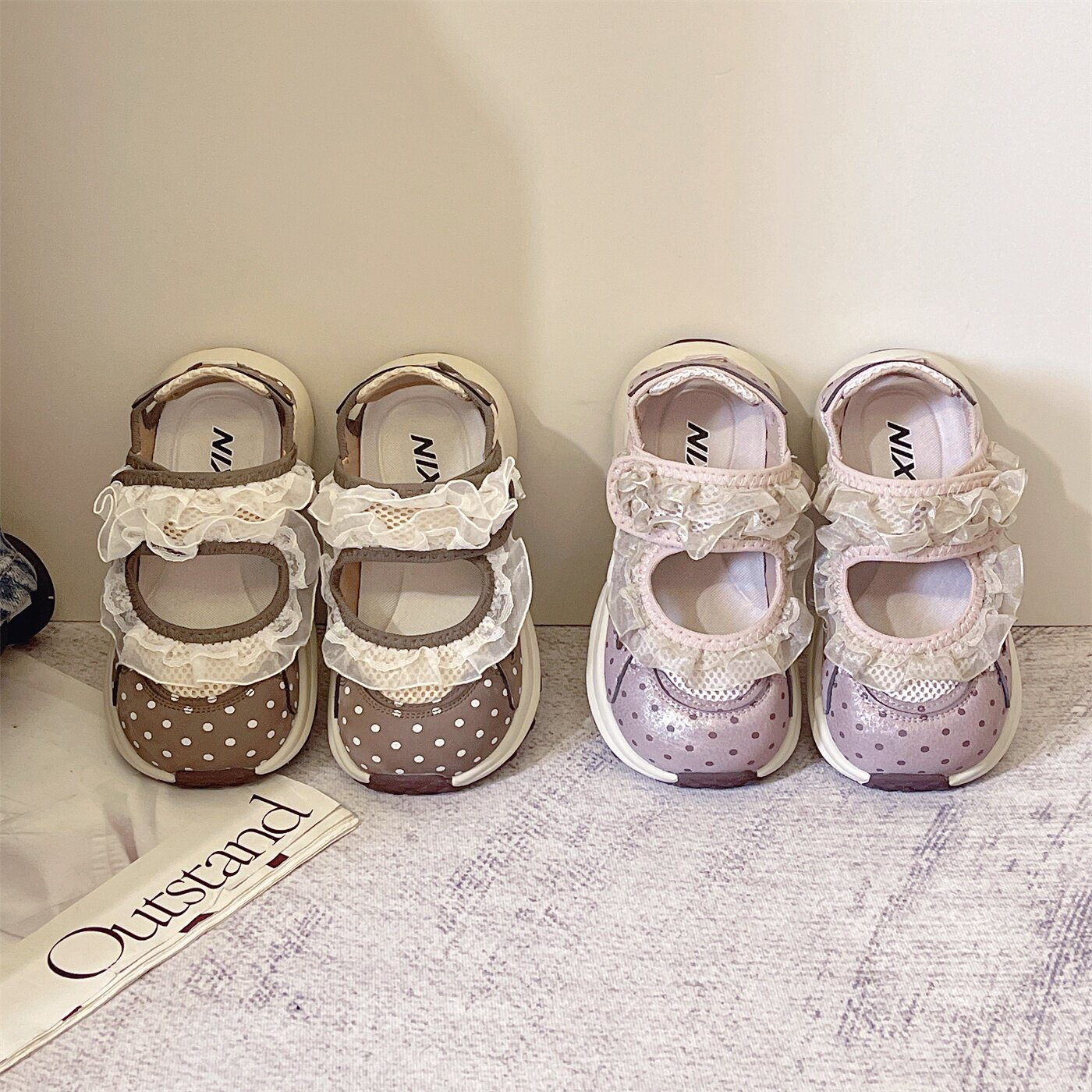 2026年夏季新款女童镂空运动鞋韩版波点蕾丝公主小童宝宝休闲鞋