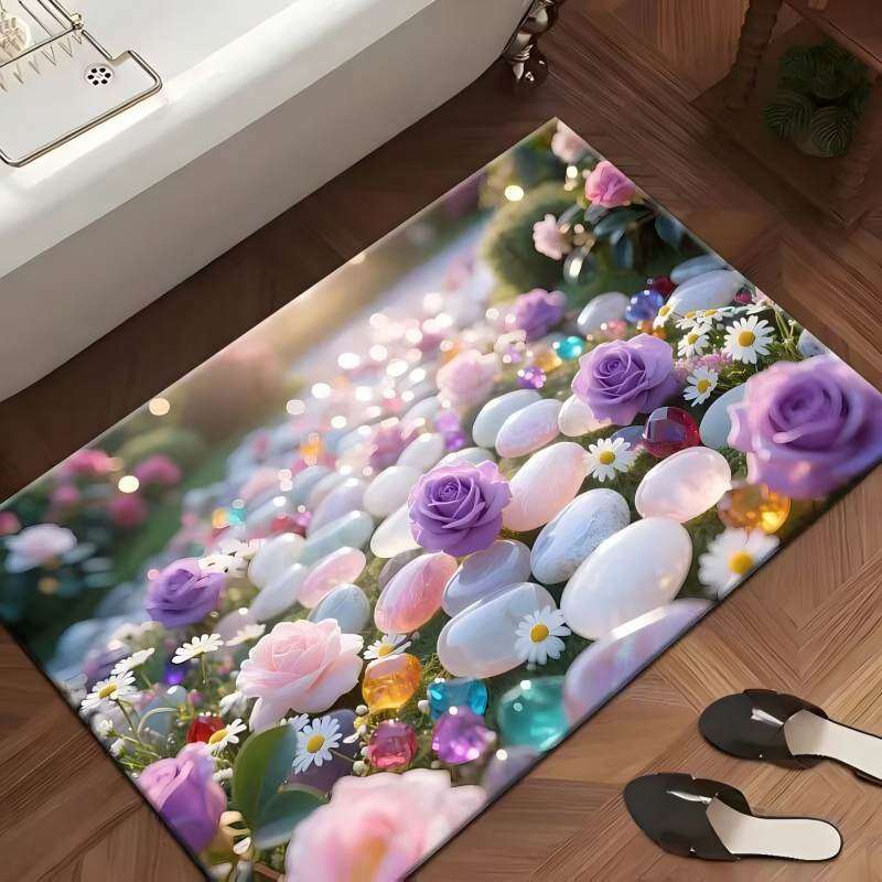 3D膨胀风立体硅藻泥浴室吸水地垫卫生间厕所门口垫子入户防滑脚垫