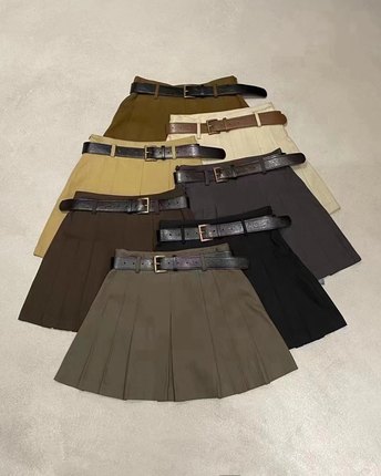 欧洲站DVZ正品秋新设计感小众高腰显瘦半身裙百褶A字群子裤裙短裙