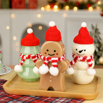 卡通姜饼人瓶子雪人奶茶杯