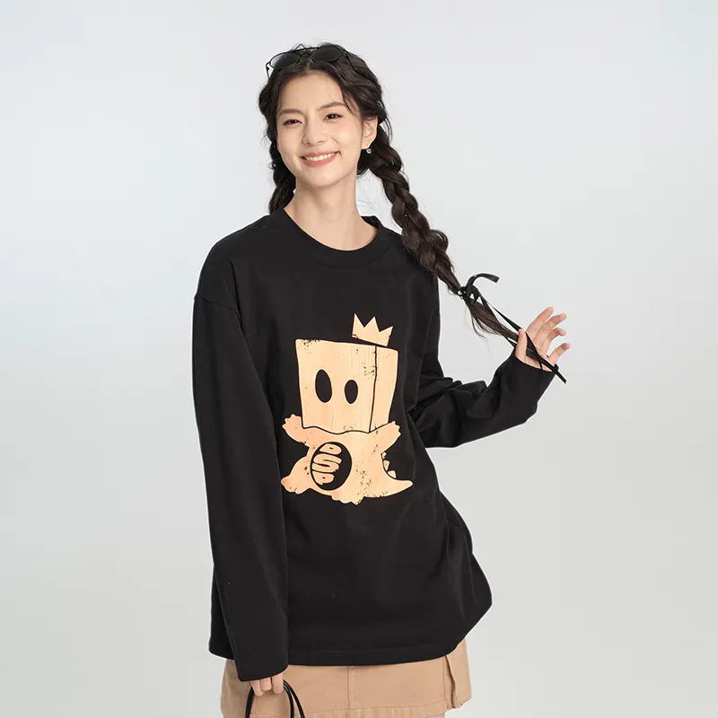 13行专柜T恤大甩卖~100%纯棉印花长袖T恤男女宽松大码打底衫上衣