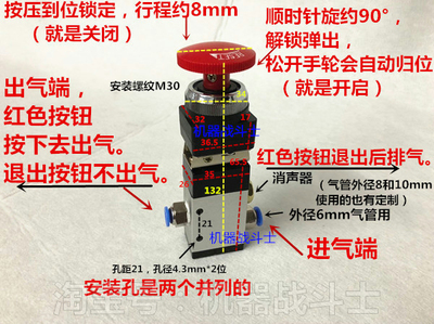 欧标油罐车槽罐车上紧急切断阀海底阀等器件用的气动紧急按钮开关