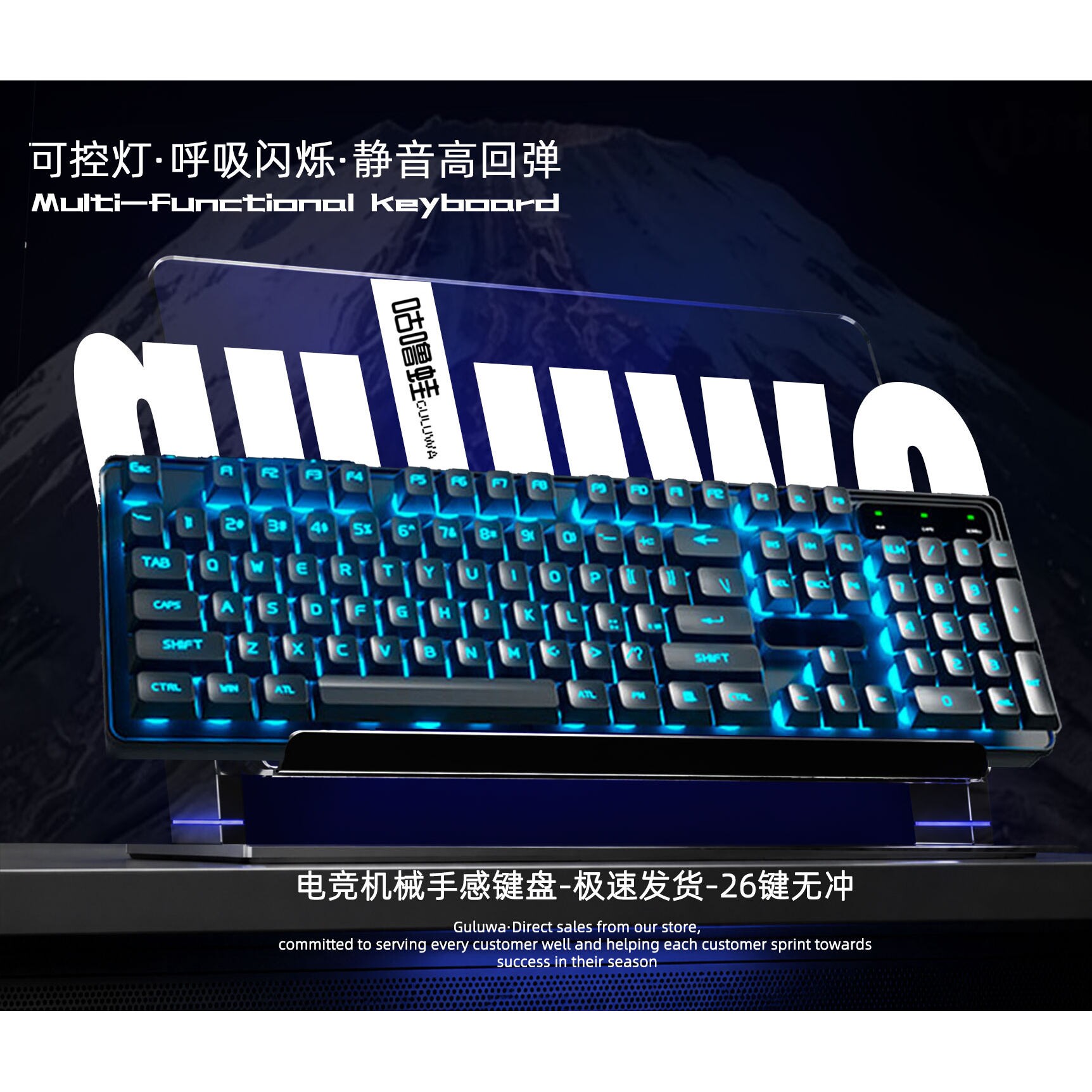 rgb可爱键盘鼠标套装无线台式悬浮灯光加厚悬浮式背光办公发光usb